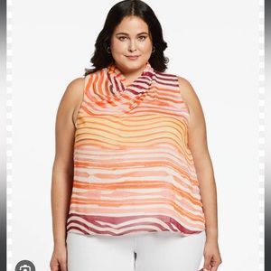 Eco Fabric Twisted Drape Neck Sleeveless Blouse